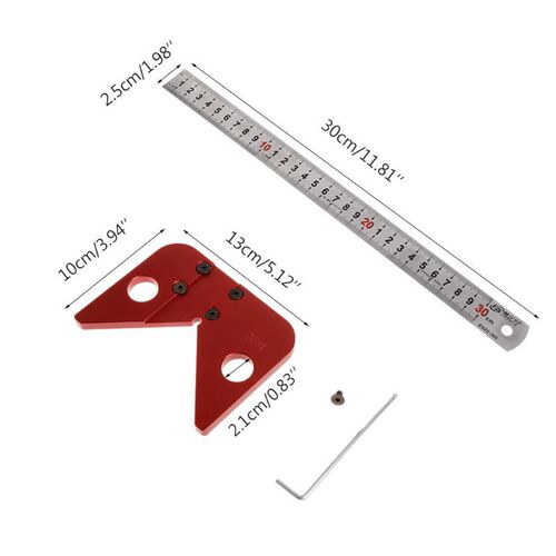 Woodworking center ruler, 45 degree angle scriber, woodworking circular centerline scriber, beech wood scribing gauge