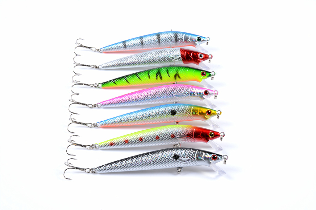 2 Pcs Shallow Diving Minnow Lure 95mm 8g Hard Sinking Minnow Fishing Baits Bass Trout Bowfin Saltwater Sea Fishing Lure