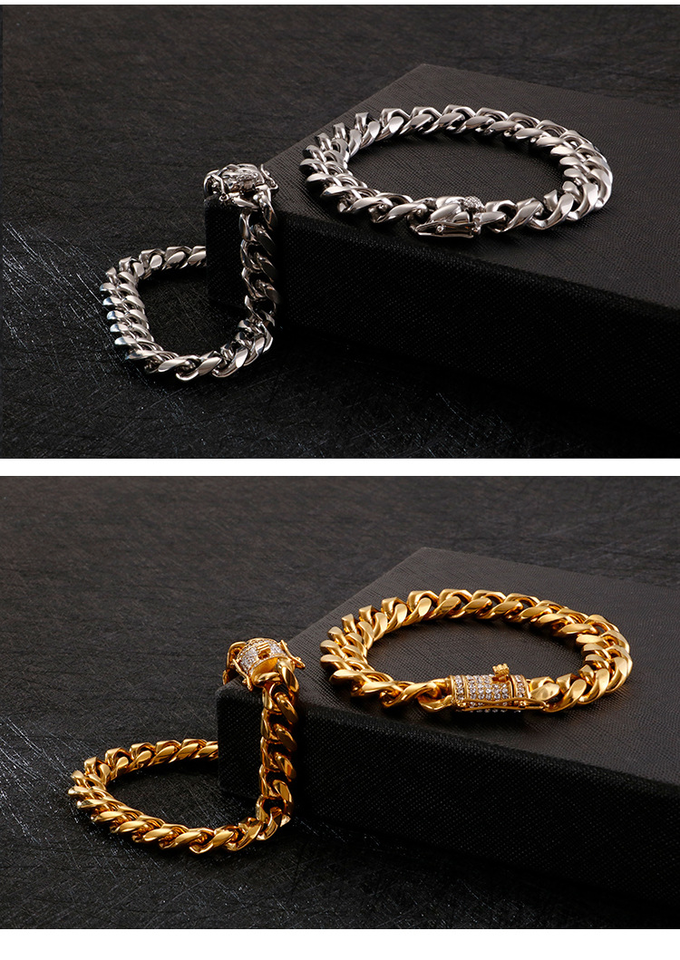 Fashion Geometric Titanium Steel Plating 18K Gold Plated Vacuum Plating Men'S Bracelets Men's Chain Bracelets display picture 4