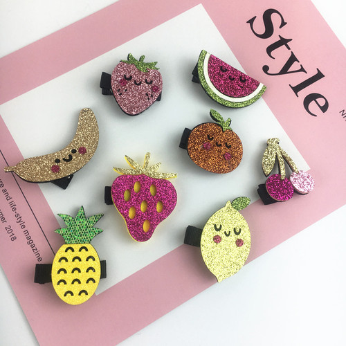 Korean version of girls' cute and sweet sequined fruit hairpins for children and adults in spring and summer, cute side clip hairpins and hair accessories