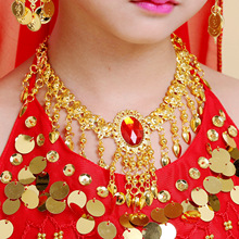 儿童肚皮舞单钻颈链民族舞台表演头链项链小孩印度舞蹈演出头饰品