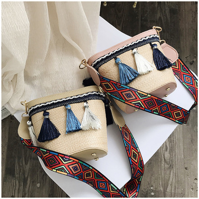 草编小包包女2019最新版斜挎包夏天小清新仙女流苏编织度假沙滩包|ms