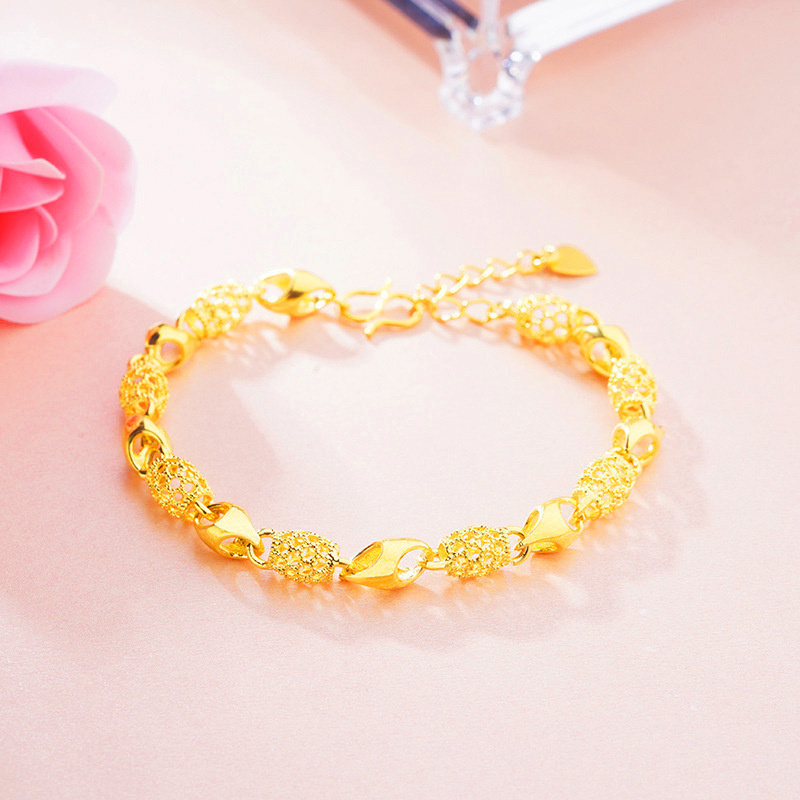 Venta al por mayor de Vietnam oro hueco exquisito pulsera Chapado en cobre 24K oro joyería de la mano de las mujeres transfronterizas accesorios calientes