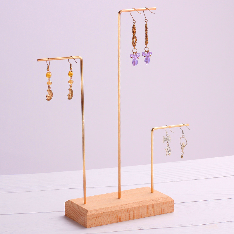 简约黑胡桃实木玫瑰金项链架饰品陈列展示拍摄小道具耳环首饰架