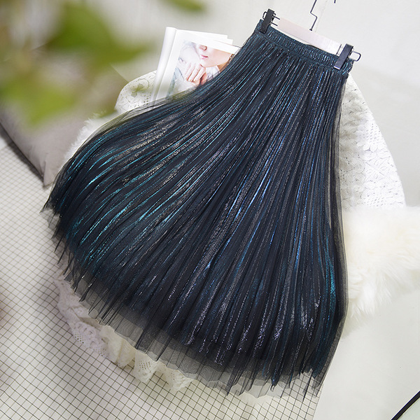 Summer long pleated skirt