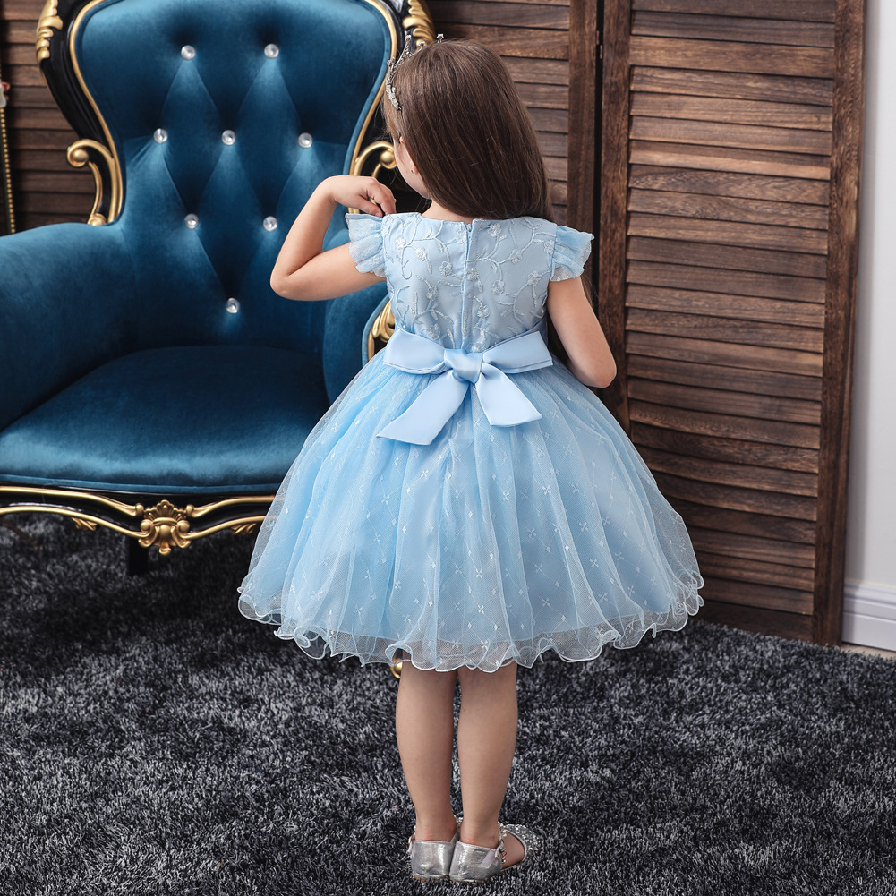 Européen Et Américain Filles Princesse Robe Un-année-vieux Bébé Maille Bulle Jupe Enfants Robe De Bébé Baptême Robe Génération Cheveux display picture 17