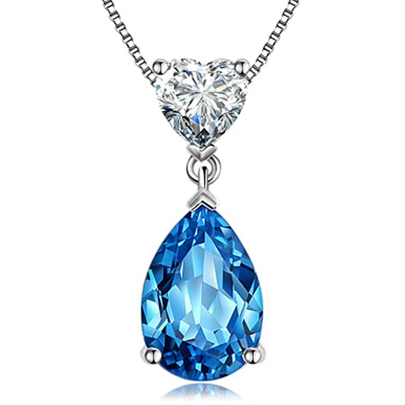 (Cross-border trading), pendant heart shaped, sapphire accessory, simple and elegant design