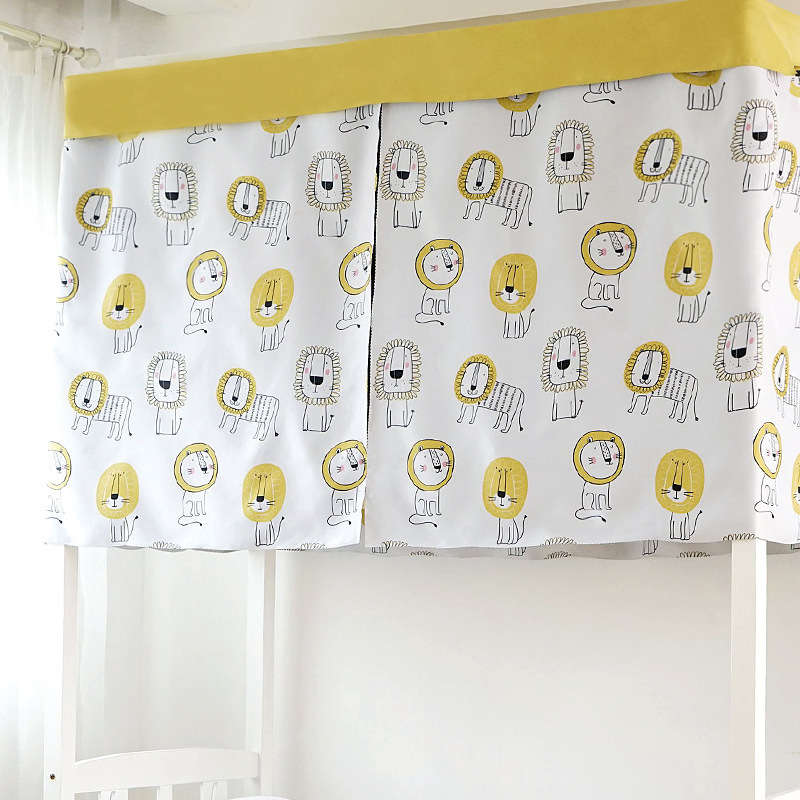 一件代发大学生宿舍卡通狮子遮光床帘上铺下铺遮光寝室床幔布帘|ru