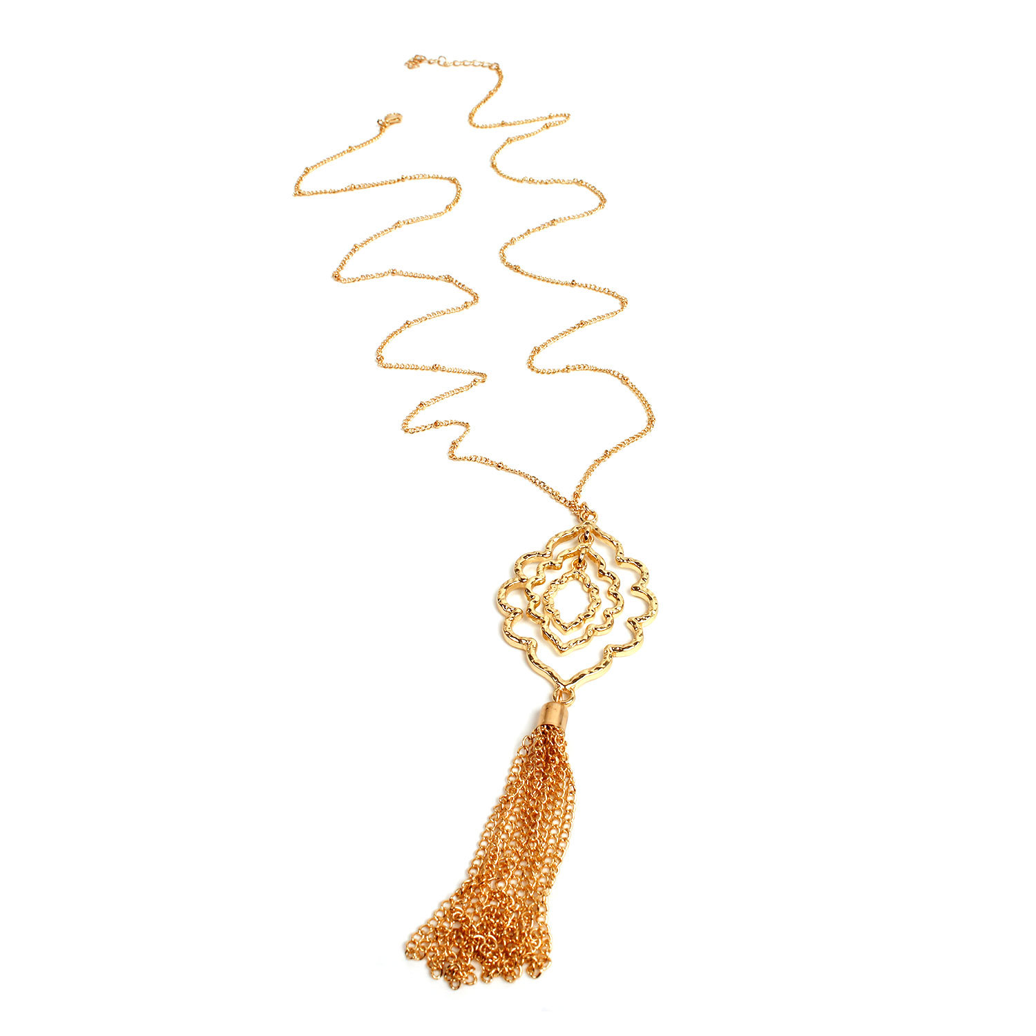 Geometric, Round, Tassel Pattern Exaggerated Geometric Round Tassel Alloy Y-necklaces Wholesale