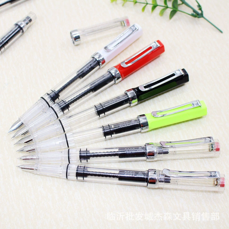 Новая поршневая чернильно-поглощающая ручка большой емкости для хранения чернил Студент Большой наконечник Маленький Наконечник поза для письма Иридиевая золотая ручка 3059