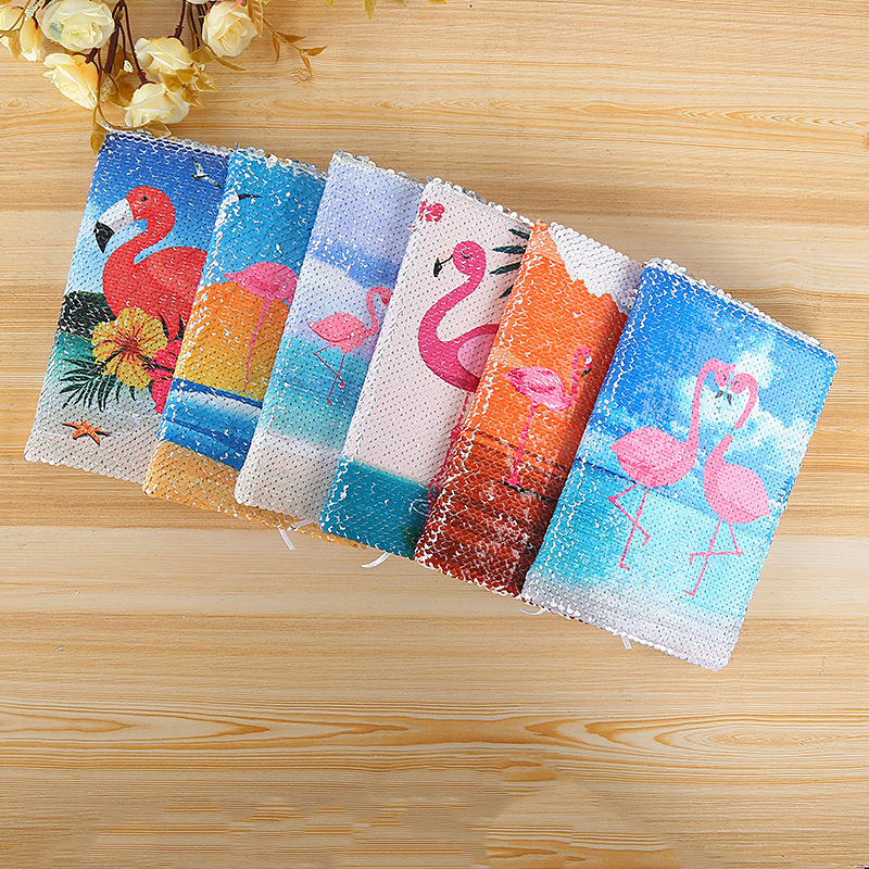 Sequin flip notepad Flamingo custom hot creative fashion cartoon stationery color notebook