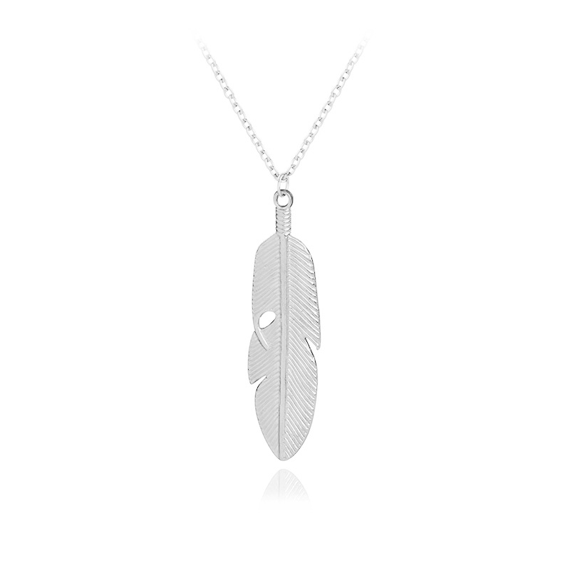 Mode Nouvelle Vente Chaude Simple Feuilles Naturelles Plume Pendentif Collier Accessoires En Gros Nihaojewelry display picture 10