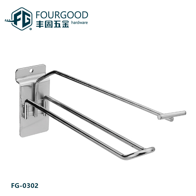 Foshan hardware supermercado metal letrero estante en forma de U gancho tienda letrero estante doble línea colgando gancho