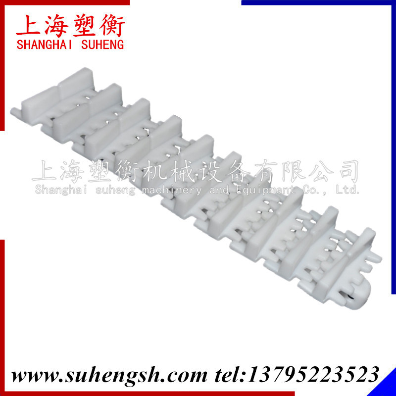 63柔性链提升挡板塑料V型挡块7000楔形防滑链齿形转弯链塑钢链板