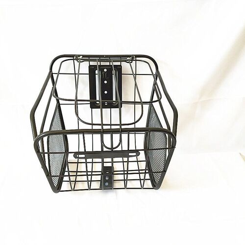 Bicycle front and rear baskets, electric bicycle baskets, iron vegetable baskets, bold and large covered bicycle baskets, blue