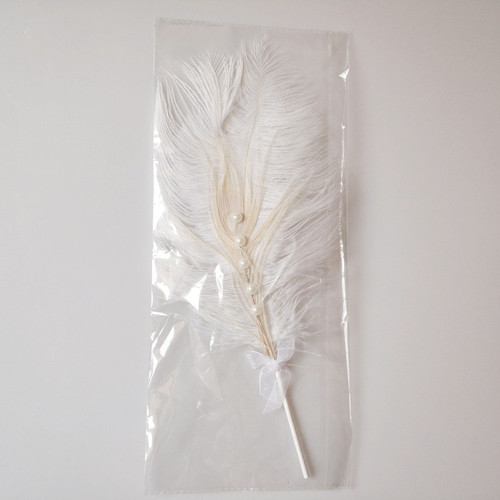 Feather cake decoration new ins style natural ostrich pearl feather baking cake decoration plug-in card
