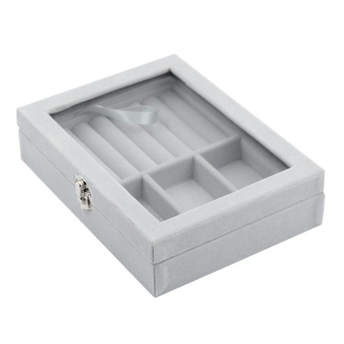 银单扣透明玻璃小号珠宝盒 戒指盒 首饰盒 饰品盒 三格多用收纳盒