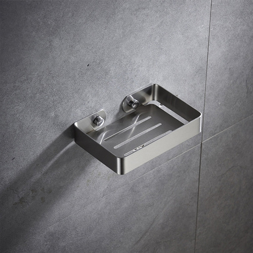 Saint Ruijia 304 stainless steel punch-free storage rack square bright soap rack anti-rust durable soap mesh soap dish