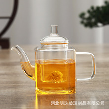 玻璃方形茶壶茶具手工玻璃方壶 带内胆过滤茶壶 花草茶具加印logo
