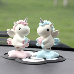Car in-car decorative crafts internet celebrity head-bobbing figure unicorn cartoon resin figurine gift for festivals