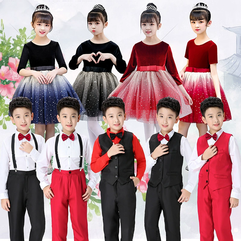 Детский хор костюм для учащихся начальной и средней школы групповые платья для мальчиков и девочек детский сад