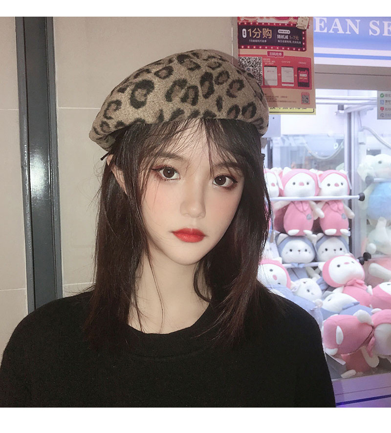 Leopard Print Beret Children's Autumn and Winter Artistic Minimalist Bud Hat Fashion Retro Painter Hat Casual Versatile Trendy Hat_voghion.com