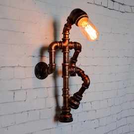 铁艺水管壁灯走廊灯美式复古咖啡餐厅酒吧台过道卧室床头创意壁灯