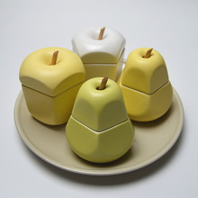 創意蘋果梨調味罐水果調料瓶鹽罐廚房調味瓶調料盒陶瓷調料罐跨境