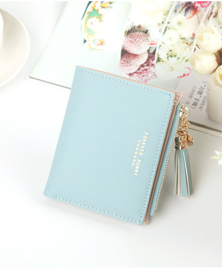 Hengsheng New Women's Wallet Short Korean Style Fashion Vertical Cross Pattern Tassel Zipper Coin Purse One Piece Dropshipping display picture 17