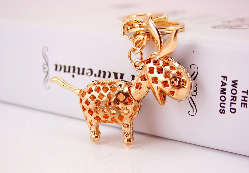 40g Weight Alloy, Metal Material Unisex Gender Pink, Red, Blue, Black Color Creative Cute Diamond Donkey Car Keychain 13