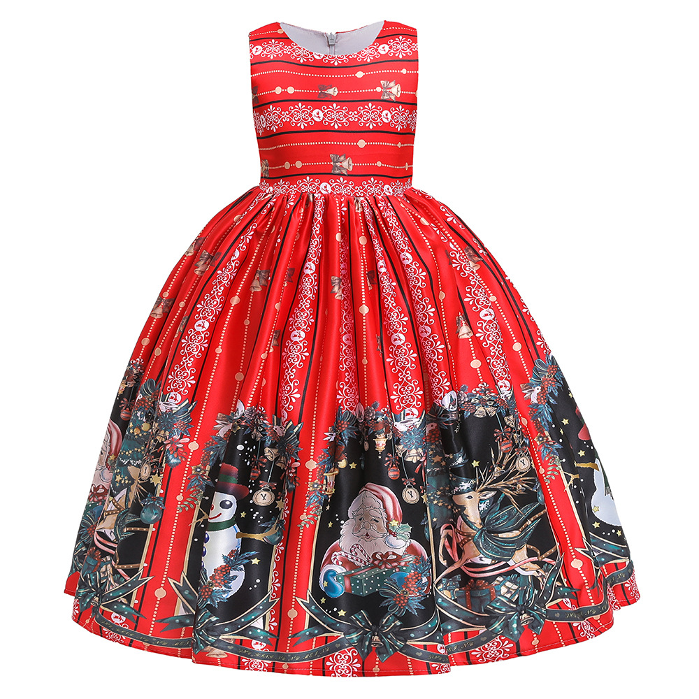 Cartoon children's dress, Christmas long skirt, suit, with snowflakes, princess style 4