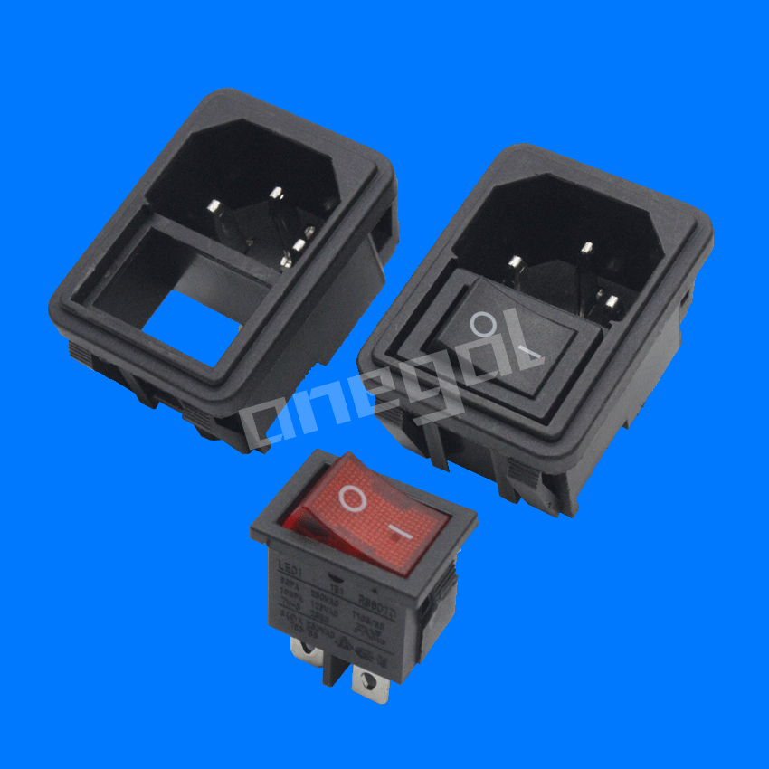 现货 带线品字插座 路由器带开关插座 C13带21*15开关二合一插座