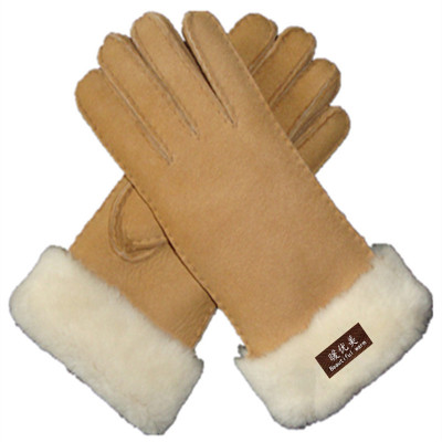 Autumn and winter thickening Sheepskin one genuine leather glove man outdoors Riding glove keep warm Windbreak glove