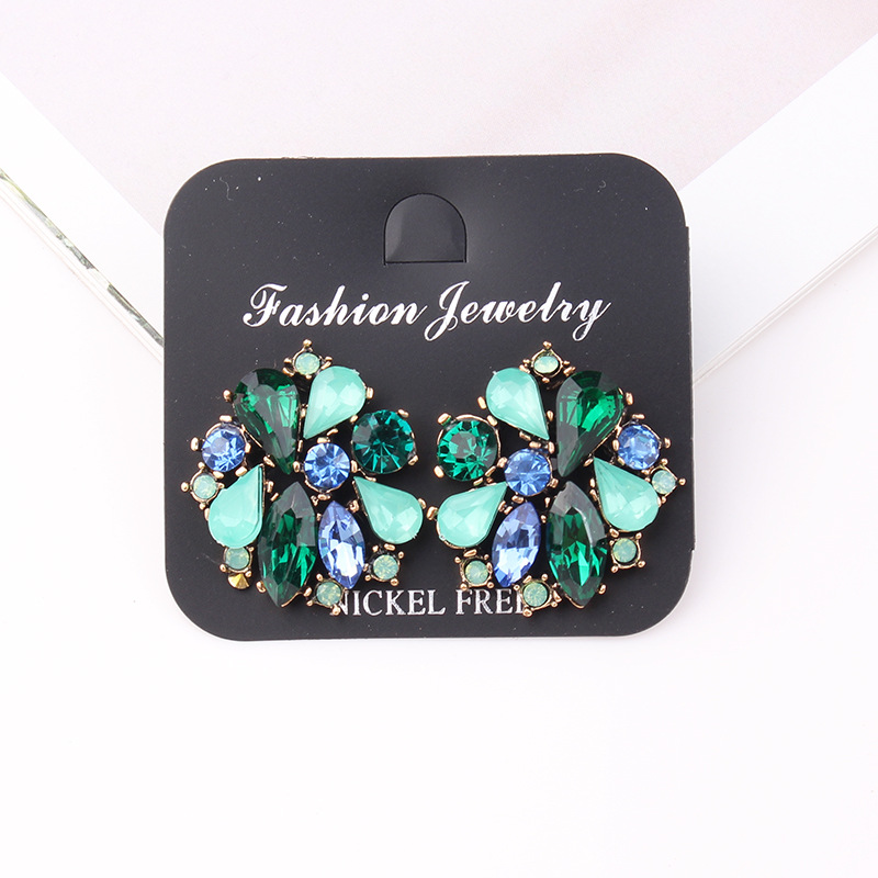 17g Weight Artificial Crystal Inlay Material Ear Studs Classification 1 Pair Quantity Wedding Occasion Alloy Material Flower Pattern Women'S Gender Plating, Inlay Design Glam Style Glam Lady Flower Alloy Plating Inlay Artificial Crystal Women's Ear Studs 4