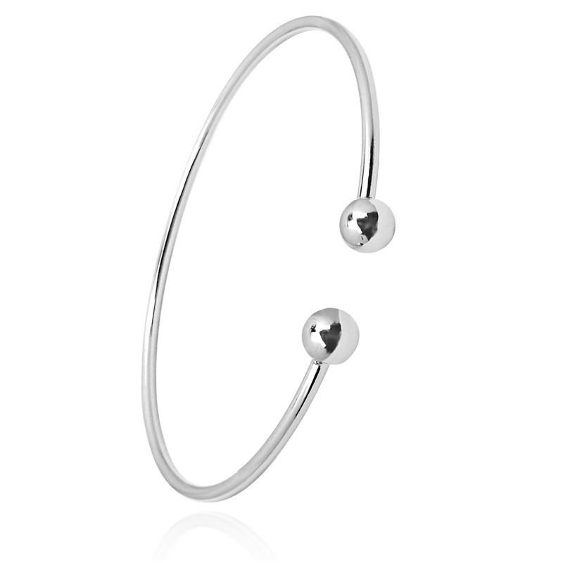 Wish爆款 开口银手镯 光面简约蒜头手镯 韩式珠子手镯手环手饰|ru