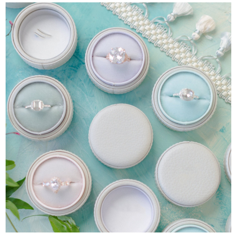 时尚皮革首饰收纳盒 PU皮革首饰盒 精致小巧戒指盒 定制logo