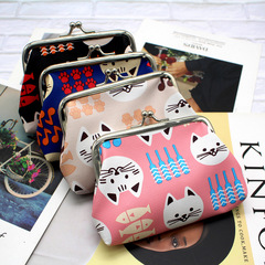 Korean version cartoon kitten coin purse PU creative small purse girls small gifts wholesale