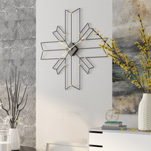 亚马逊新品创意挂钟 十字架多边形客厅挂钟静音金属铁艺装饰钟表