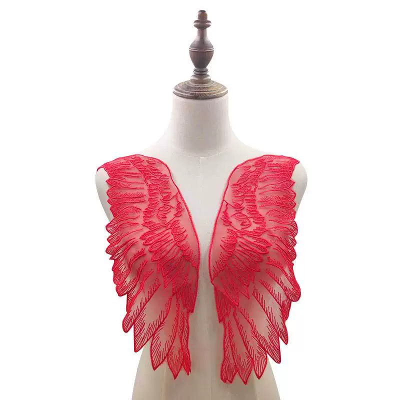 Embroidered Wing Lace Applique (Euogen), Water-Soluble Net Base, DIY Feathers — Multi Colors