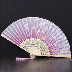 Fan folding fan Chinese style female Japanese style small fan cheongsam props classical silk folding fan ancient style folding fan