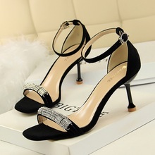 969-2 Korean Fashion Summer Banquet Women's Shoes Slim High heel Suede Water Diamond with Sexy Sandals and High heels