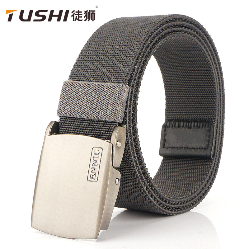 Men Nylon Web Belt Black 120cm Outdoor Sports