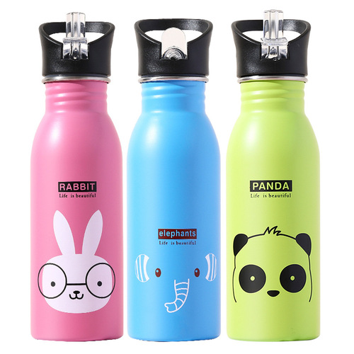 K601 American children's pot 304 stainless steel sports water bottle straw cup fashionable cup Amazon cross-border