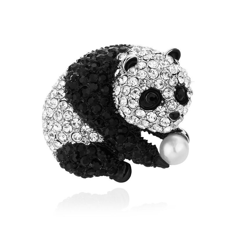 Cute Panda Alloy Plating Inlay Rhinestones Pearl Unisex Brooches display picture 5