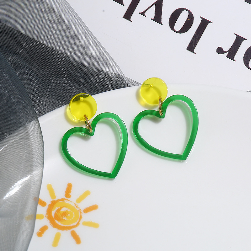 Daily Occasion Alloy Material Heart Shape Pattern 1 Pair Fashion Heart Shape Alloy Patchwork Women's Earrings