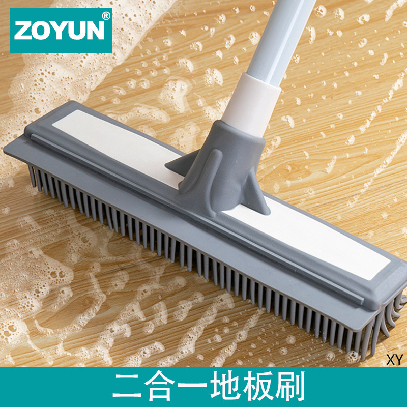 Silicone Floor Brush with Telescopic Handle for Cleaning Toilets, Removing Dead Corners, Bathroom Floor Brush, Tile Cleaning Tool, Dual-Purpose for Mopping