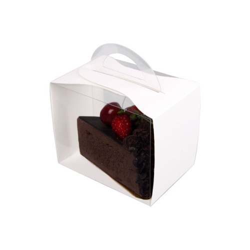 Portable transparent thousand layer cut cake box packaging box mousse pastry box triangular box Keding LOGO