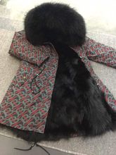 2022秋冬女長款派克服保暖黑色狐狸毛皮草外套新款布搭配一件代發