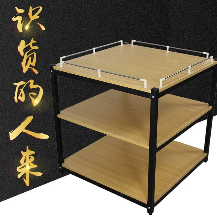 Супермаркет молочная свая полка трехслойная стальная деревянная еда и масло Стеллаж для выставки товаров напиток минеральная вода свая рекламный стол