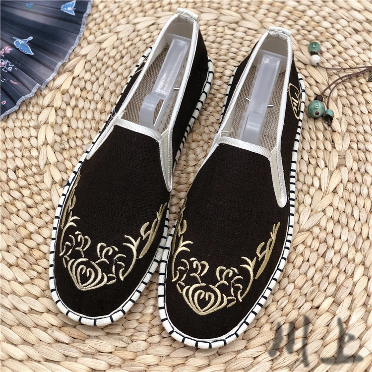 Wushu chinese kung fu shoes for male Yunnan Dali ethnic style old Beijing Melaleuca sole embroidered men's shoes